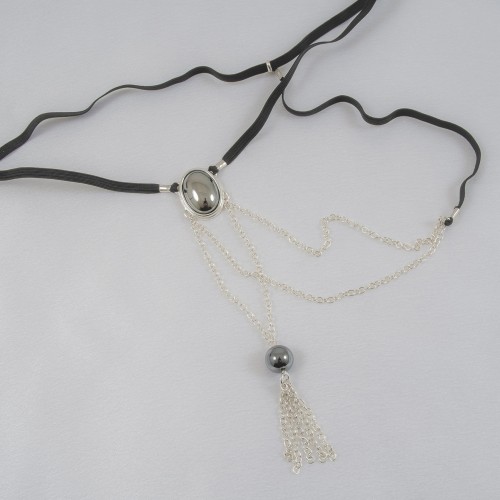 Secret For Him Silver G-String With Hematite Stones