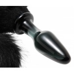 Midnight Black Fox Tail Glass Anal Plug