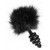 Black Bunny Tail Metal Ribbed Anal Plug