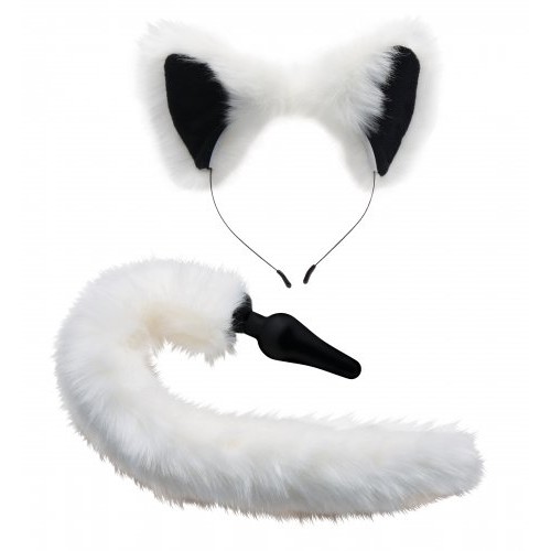 White Fox Tail Anal Plug and Ears Set