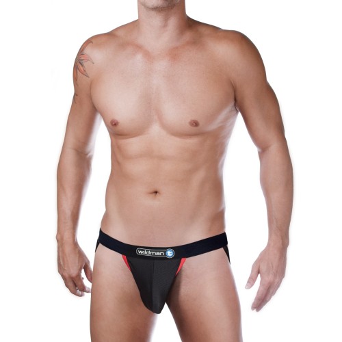 WildmanT Raw Mesh Jockstrap Contrast Red