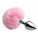 Fluffy Pink Bunny Tail Anal Plug