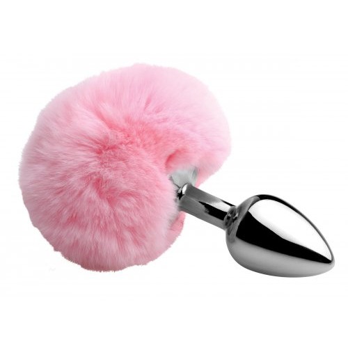 Fluffy Pink Bunny Tail Anal Plug