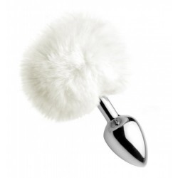 Fluffy White Bunny Tail Anal Plug