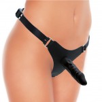 9100 Black Silicone Strap-On Harness Belt with Realistic Dildo