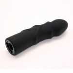 9101 Black Silicone Strap-On Harness Belt with Ribbed Dildo