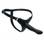 9102 Black Silicone Strap-On Harness Belt with Smooth Dildo