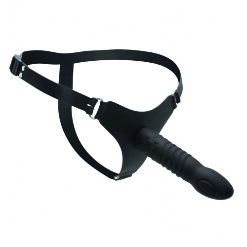 9103 Black Silicone Strap-On Harness Belt with Textured Dildo
