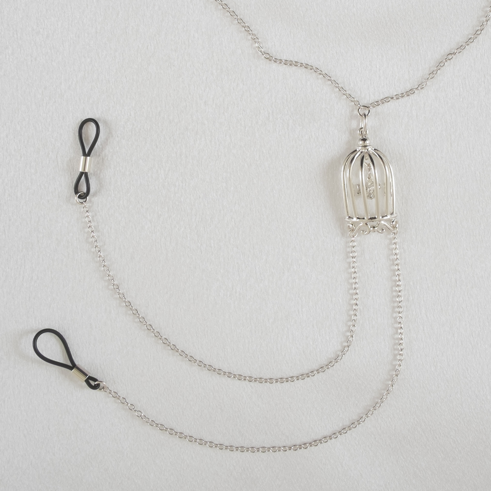 Women’s Silver Bird Cage NonPiercing Nipple Necklace Breast Chain